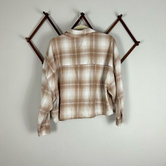ABERCROMBIE & FITCH Cropped Flannel Long Sleeve Top Size Large EUC M411 - Picture 5 of 5